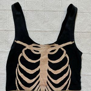 Urban outfitters Halloween skeleton cropped tank